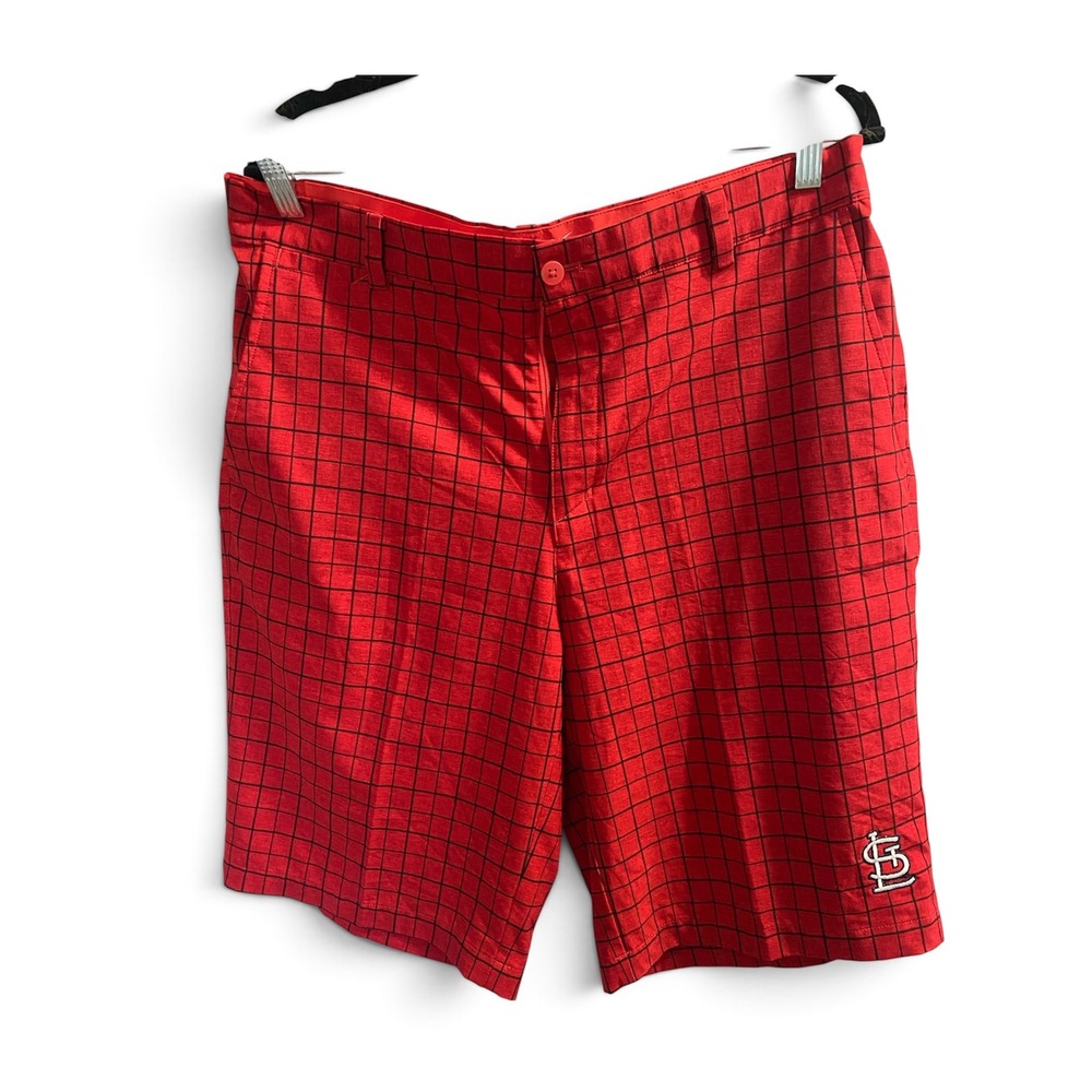 Nike Golf St Louis Cardinals Dri-FIT Shorts Mens 34 Red Windowpane Check MLB